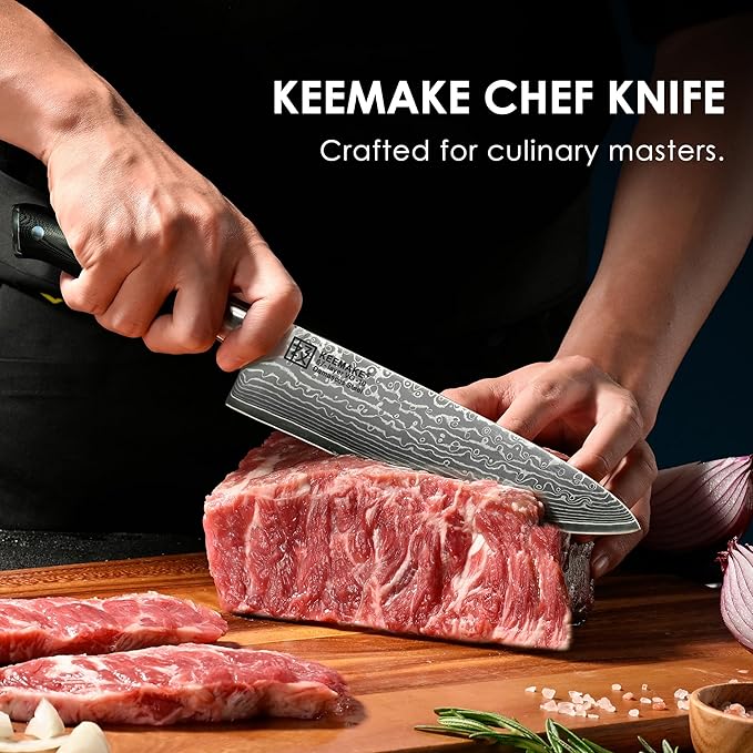 KEEMAKE Damascus Chef Knife, 8 Inch Kitchen Knife, 67 Layers Damascus Knife - Image 6
