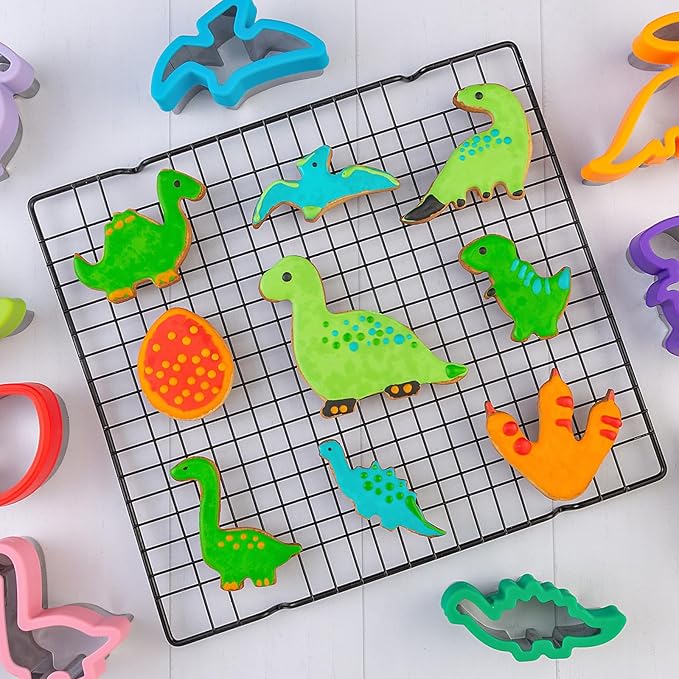 Dinosaur Cookie Cutters 9 Set, Nifogo Stainless Steel Shaped Cookie Candy Food - Image 2