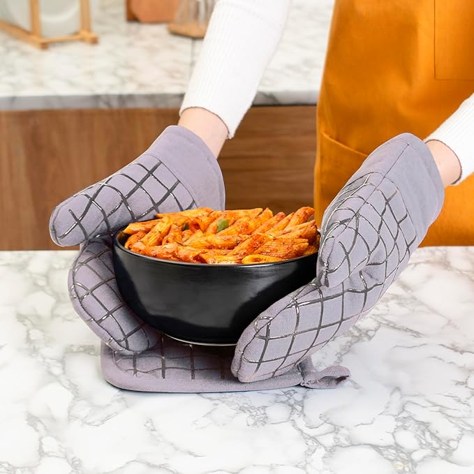 Oven Mitts and Pot Holders Set for Kitchen | 4 Pc Set| Heat Resistant Up to - Image 6