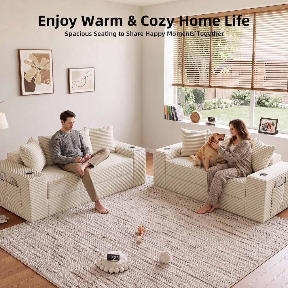 78" Boneless Couch for Living Room, Futon Sleeper Sofa Bed