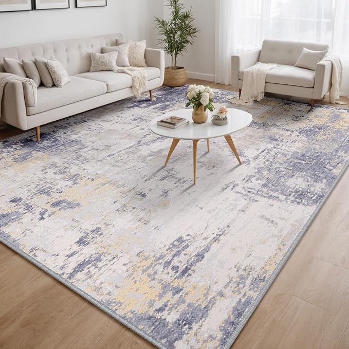 Washable Area Rugs 8'x10' Non-Slip Modern Abstract Soft - Image 9
