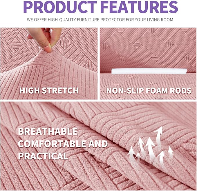 ZNSAYOTX Super Stretch Sofa Cover, New Striped Sofa Covers Fitted Slipcovers - Image 4