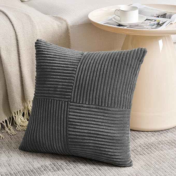 Fancy Homi 2 Packs Dark Gray Decorative Throw Pillow Covers 20x20 Inch - Image 2