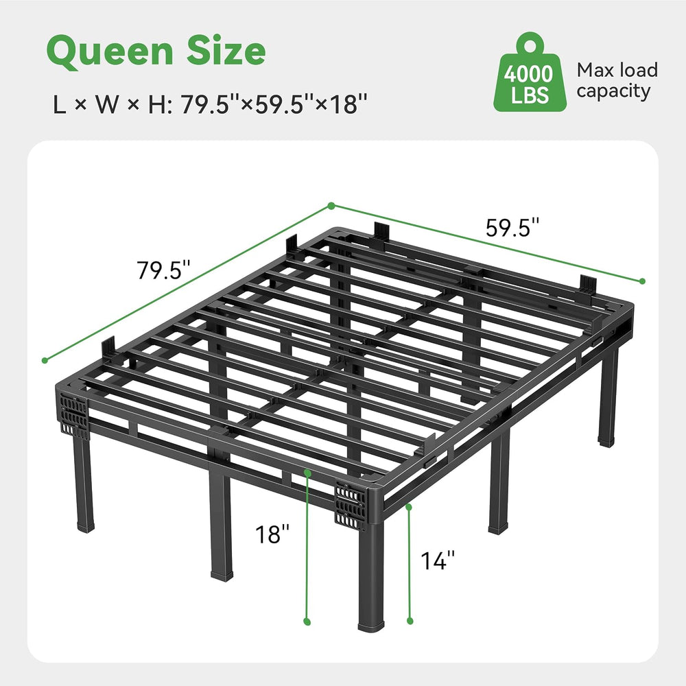 Superay Queen Bed Frame, 18 inch Metal Bed Frame & Box Spring 2 in 1 Design