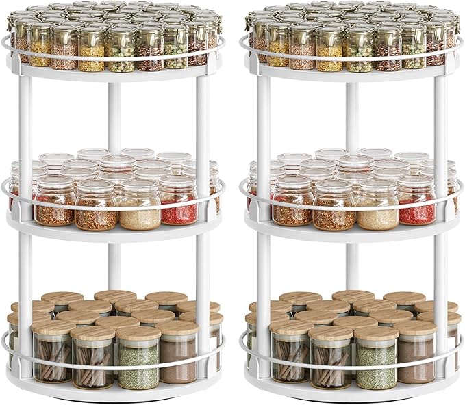YATINEY Spice Rack, 3-Tier Turntable Organizer - Image 8