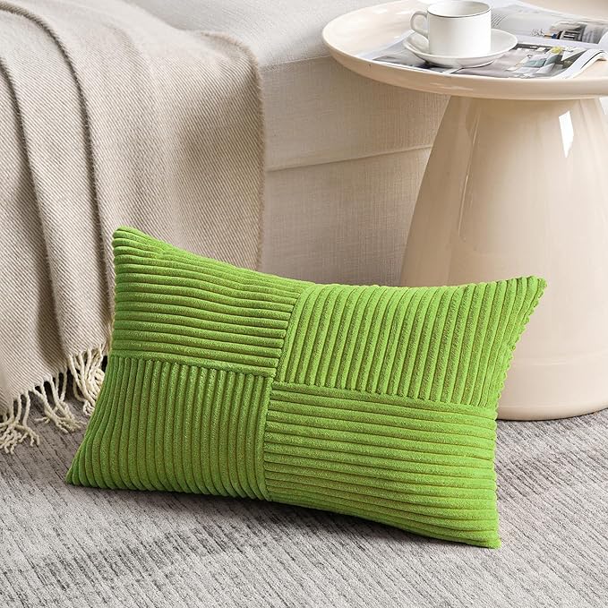 Fancy Homi Set of 2 Lime Green Lumbar Decorative Throw Pillow Covers 14x24 Inch - Image 2