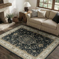 Area Rugs 4'x6' Washable Non-Slip, Floral Vintage Distress Print Pattern by RELEANY