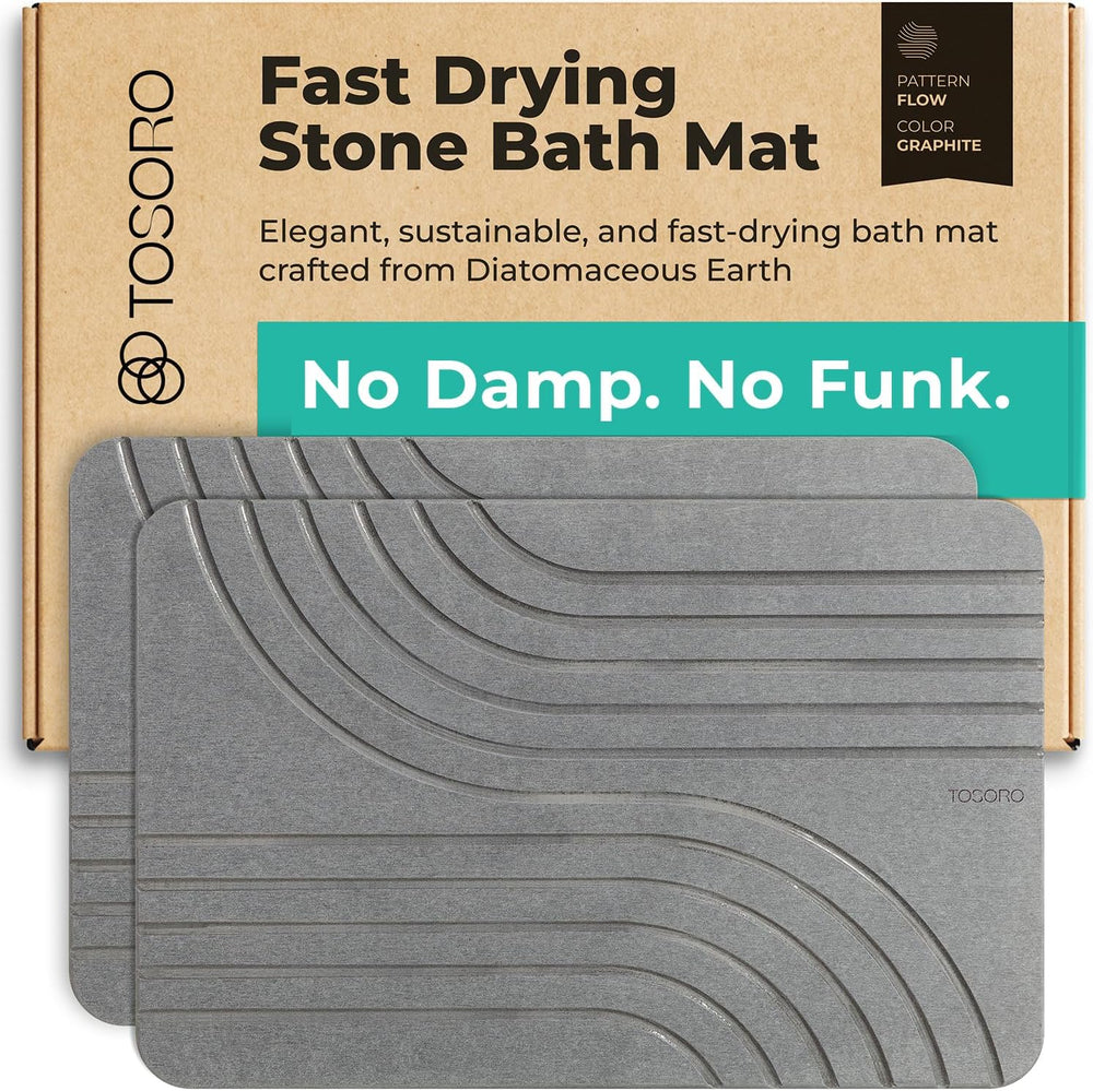 TOSORO - Stone Bath Mat Diatomaceous Earth Shower Mat Non-Slip Super Absorbent