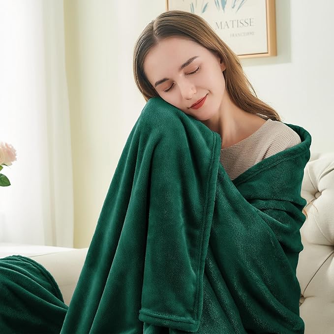 BEDELITE Fleece Blankets Queen Size Forest Green Throw Blankets - Image 3