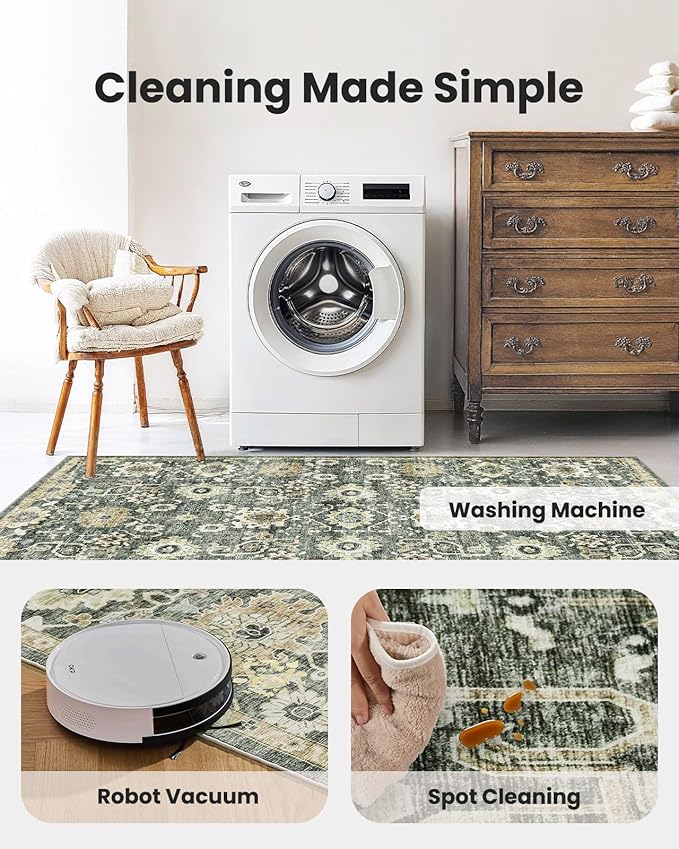 AMADA HOMEFURNISHING 10x14 Washable Area Rug, Low-Profile Large Area Rug - Image 5