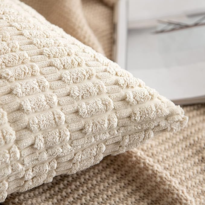 MIULEE Pack of 2 Corduroy Decorative Throw Pillow Covers 12x12 Inch Soft Boho - Image 3