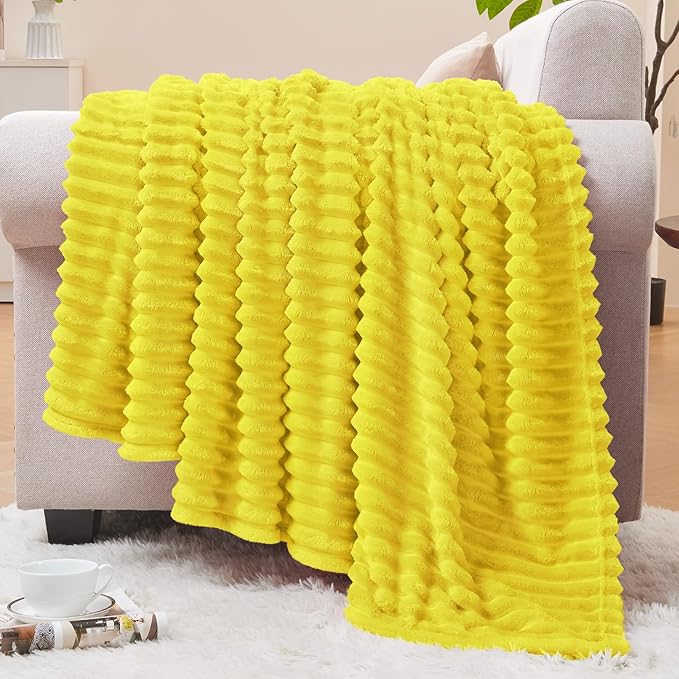 BEDELITE Fleece Blanket Twin Size – 3D Ribbed Jacquard Soft and Warm Decorative by BEDELITE