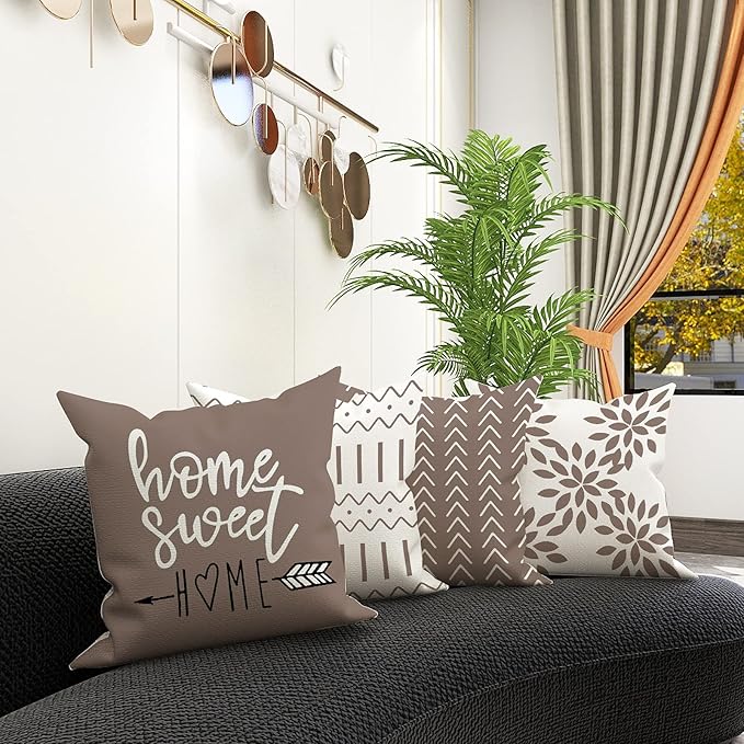 YCOLL Pillow Covers 16x16 Set of 4, Modern Sofa Throw Pillow Cover, Decorative - Image 2