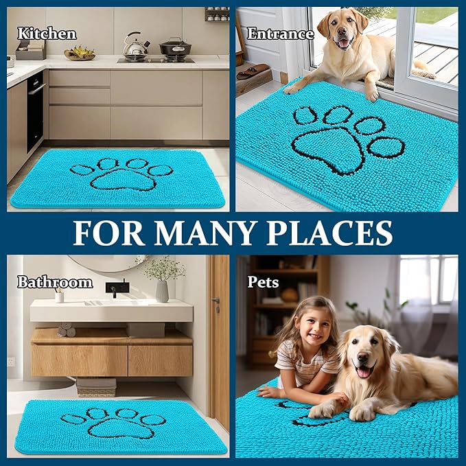 OLANLY Dog Door Mat for Muddy Paws 30x20, Paw Print Design, Absorbs Moisture - Image 8