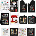 12 Pcs Farmhouse Kitchen Decoration Set 4 Funny Quote Black Kitchen Towels 4 by Bencailor