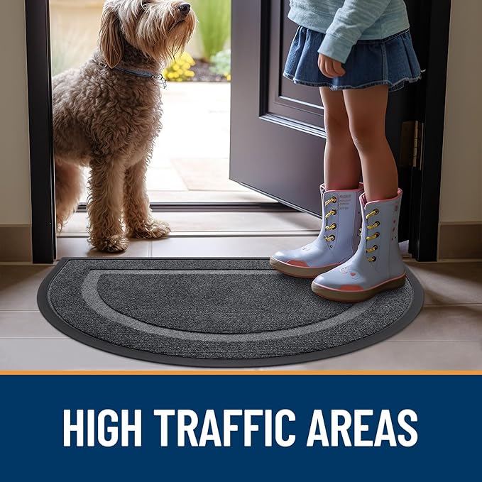 OLANLY Half Circle Door Mat Indoor Outdoor Entrance Welcome, Waterproof - Image 7