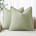 MIULEE Decorative Linen Pillow Covers 20x20 Inch Light Green ​Boho Farmhouse​ by MIULEE