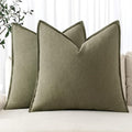 MIULEE Decorative Linen Euro Sham Pillow Covers 26x26 Light Olive Green ​Boho by MIULEE