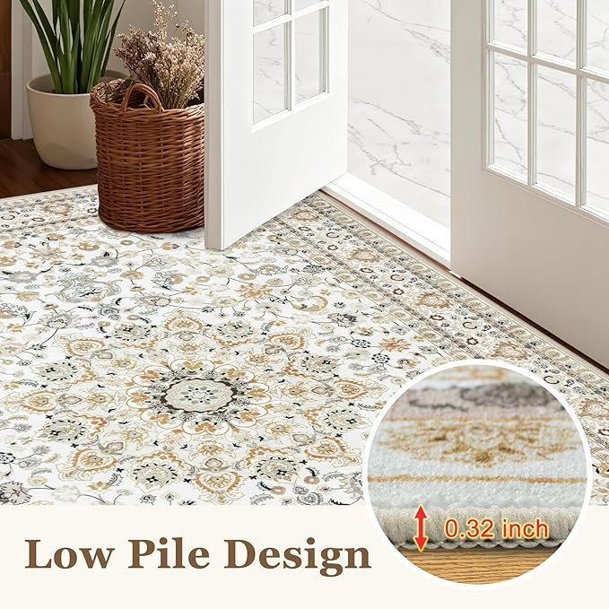 Area Rugs 10x12 Living Room Rug: Washable Rug Soft Vintage Boho Carpet Indoor - Image 9