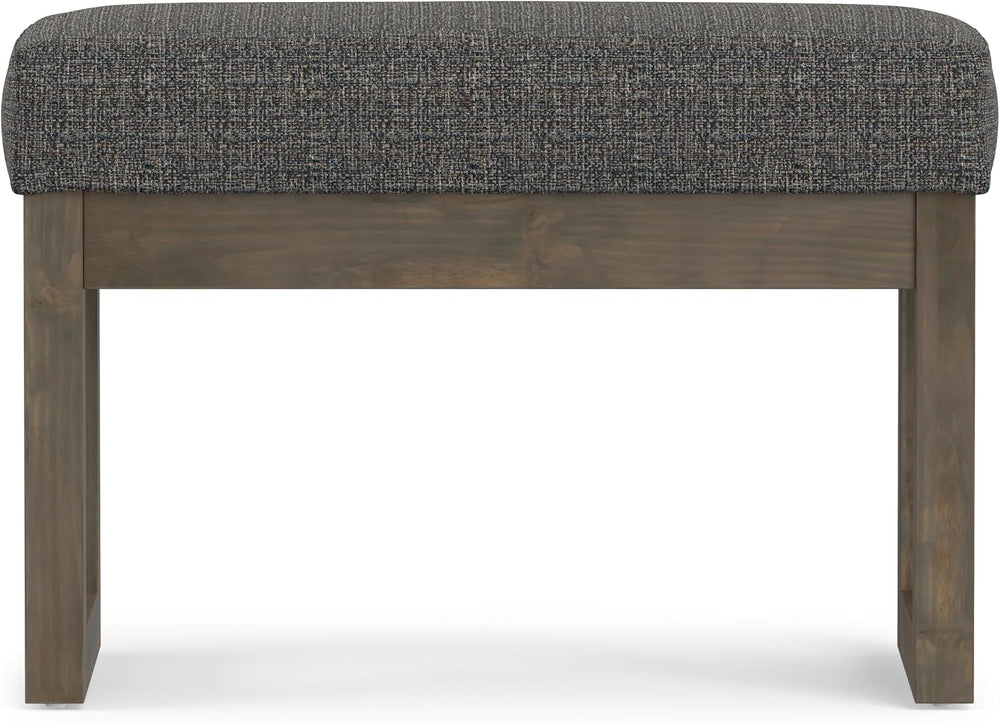 SIMPLIHOME Milltown 27" Wide Tweed Rectangle Ottoman in Ebony