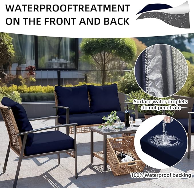 12Pcs Outdoor Cushion Covers, Patio Cushion Covers, Stretch Elastic Slipcovers - Image 4