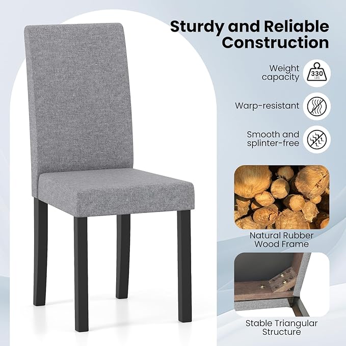 Giantex Upholstered Dining Chair Set of 2, Mid Century Modern Fabric Kitchen ...