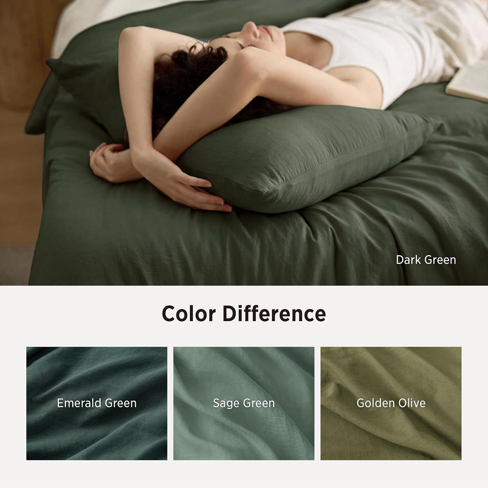 Bedsure King Size Comforter Set, Prewashed Bedding Dark Green