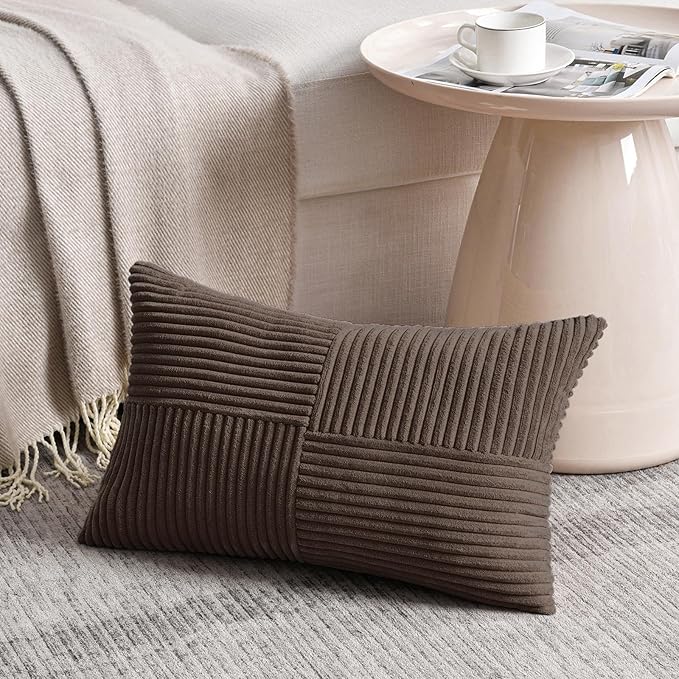 Fancy Homi 2 Packs Dark Brown Lumbar Decorative Throw Pillow Covers 14x24 Inch - Image 2