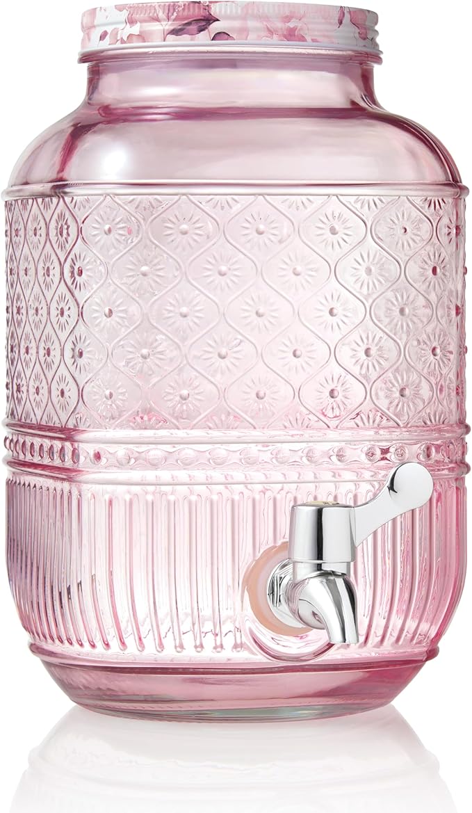 Godinger Drink Dispenser, Glass Water Dispenser, Large Beverage Dispenser by Godinger