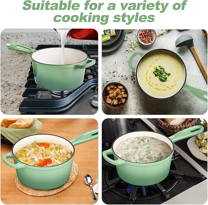 HaSteeL 1 QT Cast Iron Saucepan, Mini Enamel dutch oven - Image 7