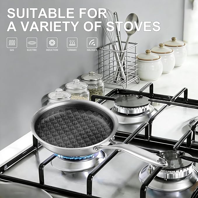 DELARLO Tri-Ply Stainless Steel 7" Omelette Pans, Non Stick Egg Frying Pan - Image 5