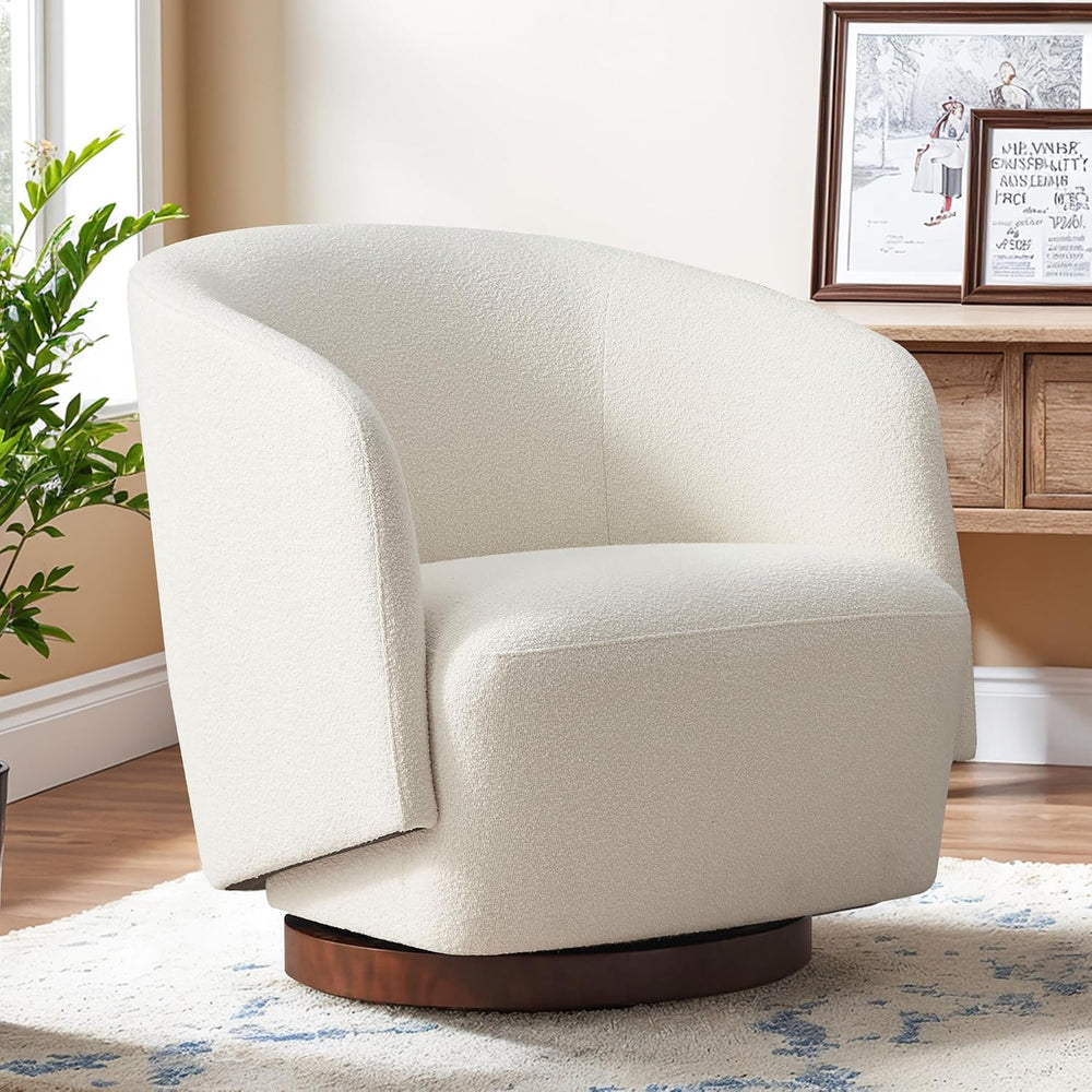 Zihanhome Boucle Swivel Accent Chair, No Assembly Upholstered Armchair
