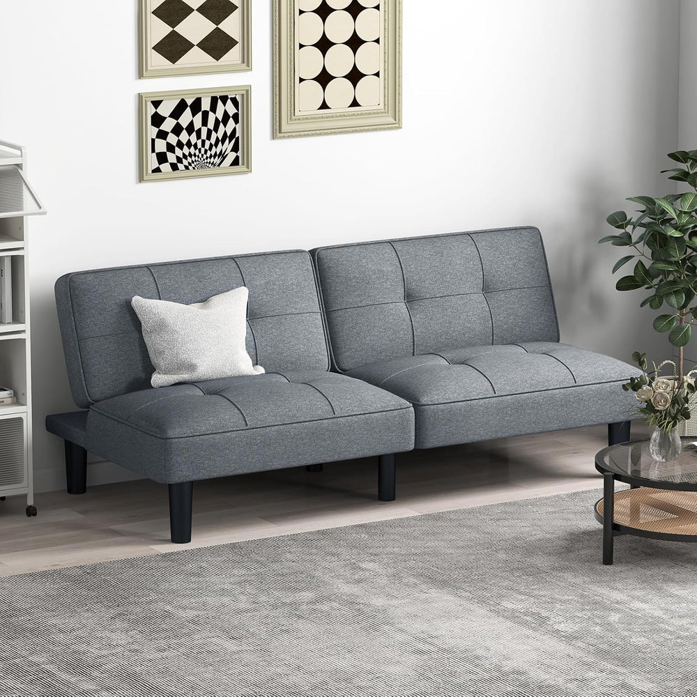 KOMFOTT Convertible Futon Sofa Bed, Upholstered Folding Linen Sleeper Couch w...