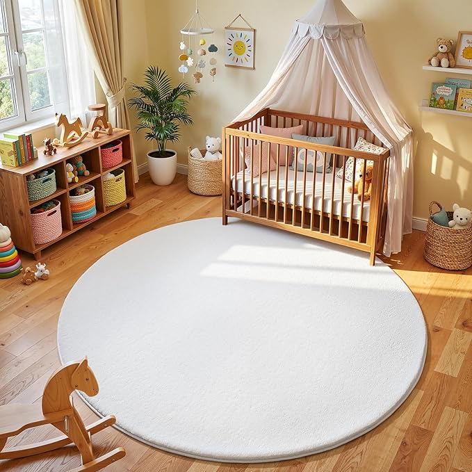 Amearea White Round Area Rugs 4ft Washable Circle Rugs - Image 2