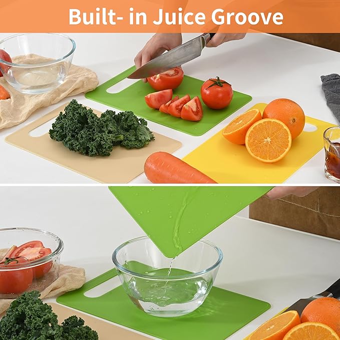 Luckyiren Plastic Cutting Board Set, 3 Pack Small Chopping Boards - Image 2