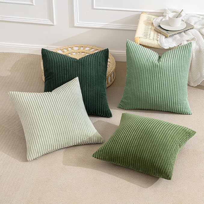 MIULEE Boho Farmhouse Sage Green Throw Pillow Covers 24x24 Inch Set of 4 - Image 4