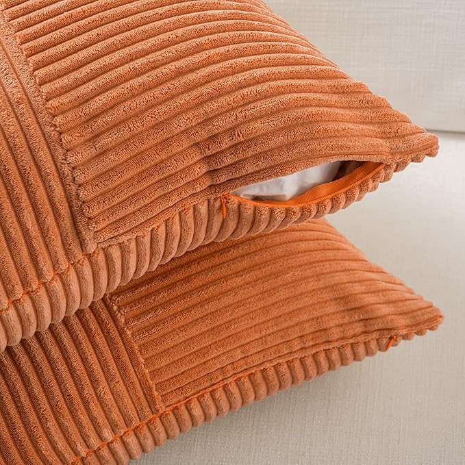 Fancy Homi 2 Packs Orange Fall Decorative Throw Pillow Covers 16x16 Inch - Image 4