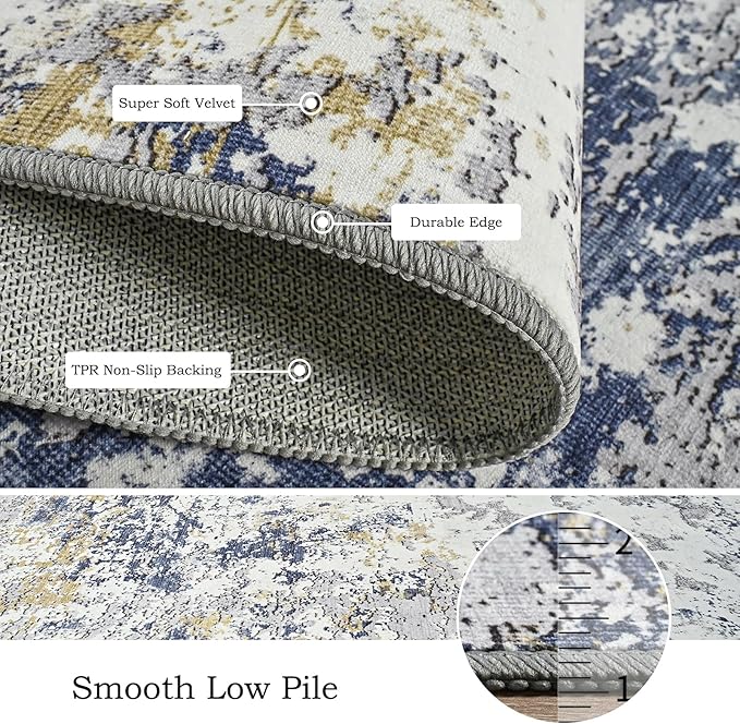 Toneed Abstract Area Rug Modern Washable Rug Soft Non Slip Rug Low Pile - Image 5