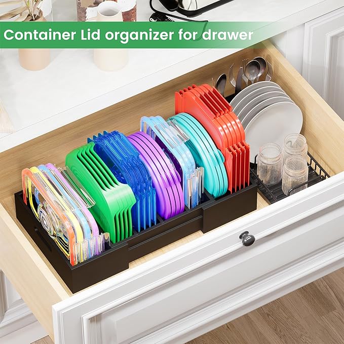 Kiasthome Expandable Bamboo Lid Organizers Inside Cabinet, Kitchen Cabinet - Image 5