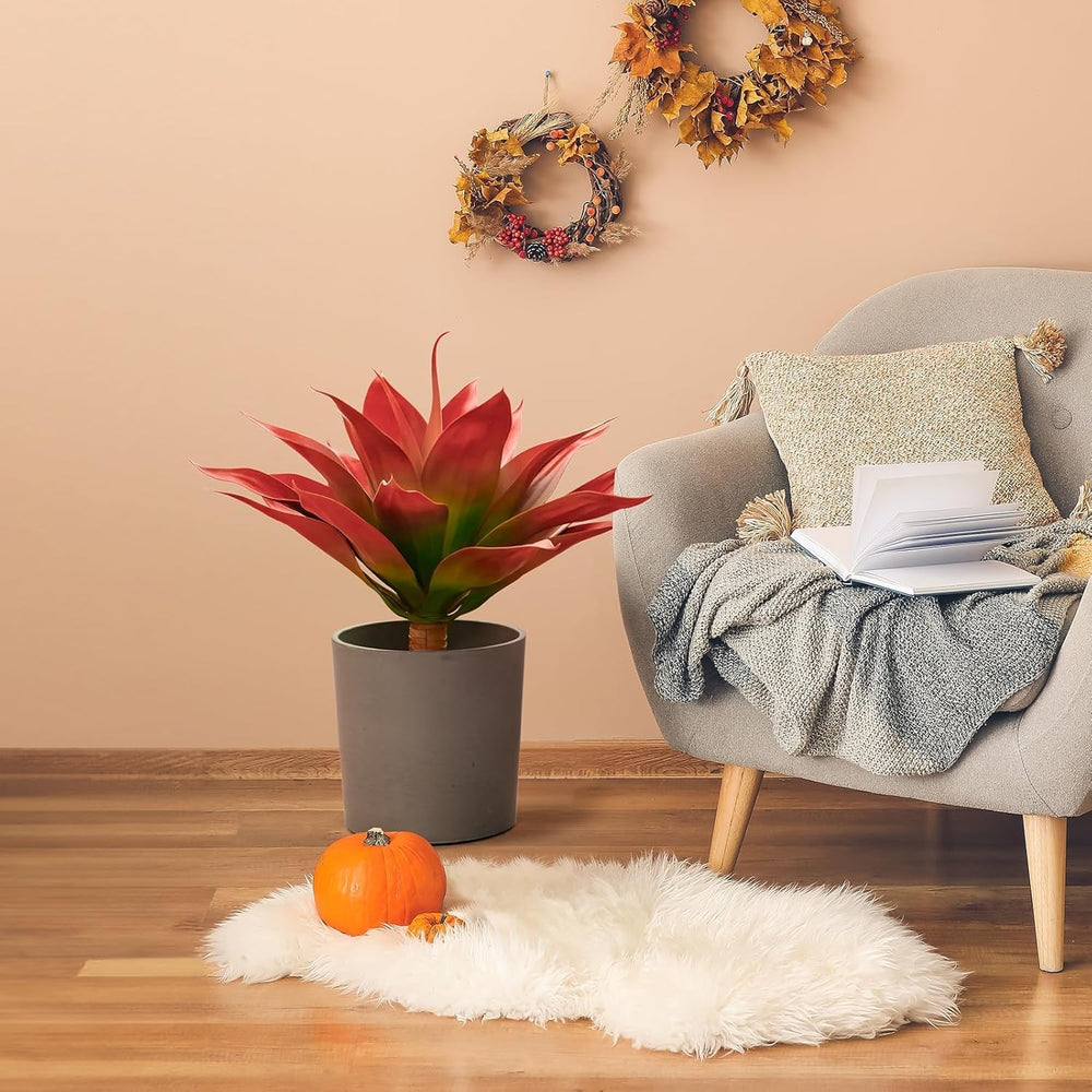 Velener Fall Fake Agave Artificial Plant, Red Fake Succulents Plant for Room ...