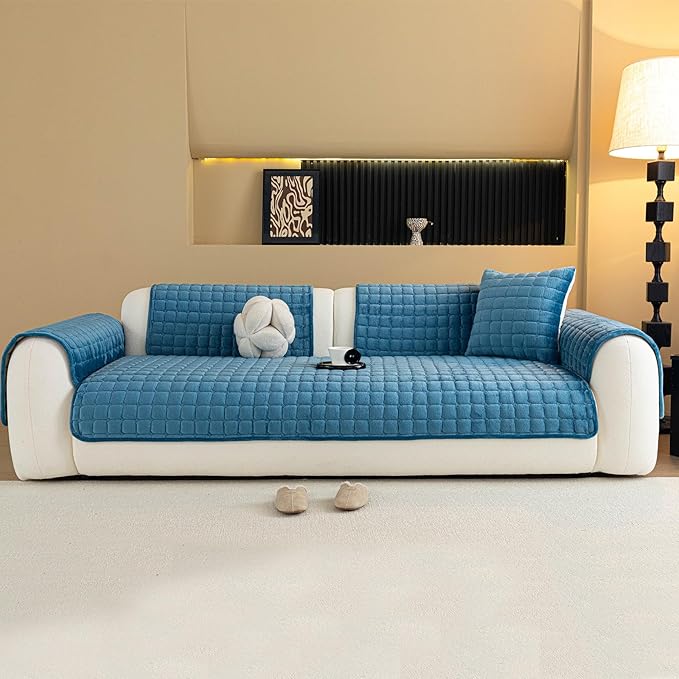 Velvet Couch Cover, Plush Sectional Sofa Cover Washable, Anti Slip Sofa
