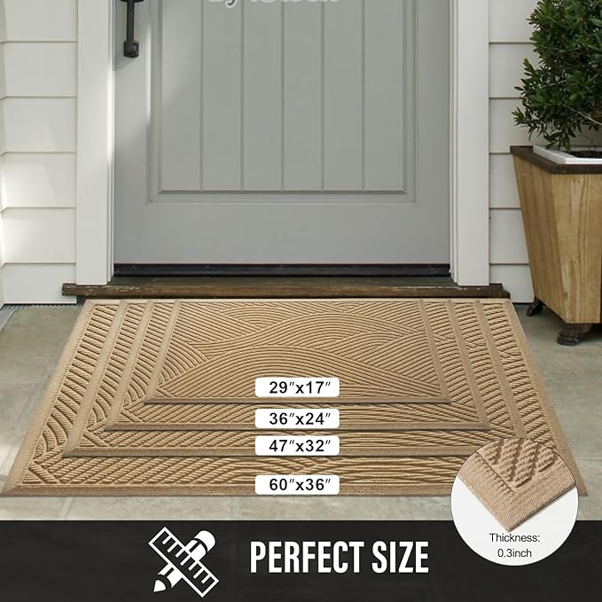 HIYARD Sturdy Front Door Mat, Absorbent Muddy Dirt Resist Welcome Door Mats - Image 6