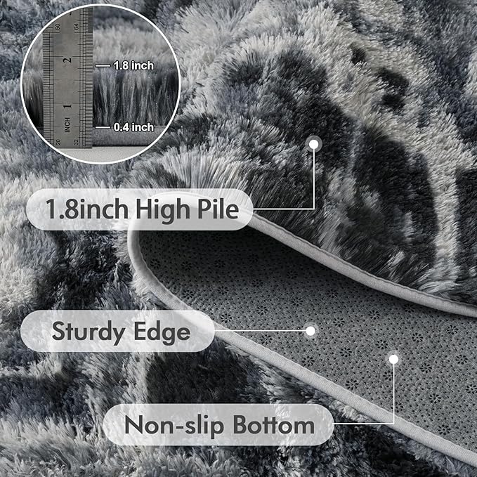 8x10 Ft Extra Large Shag Rugs for Living Room, Tie Dyed Ultra Soft Fluffy Furry - Image 6