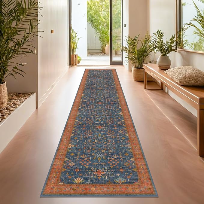 Hazo Haus Navy Blue Washable Hallway Runner Rug 2x10 Non Slip Rugs - Image 6