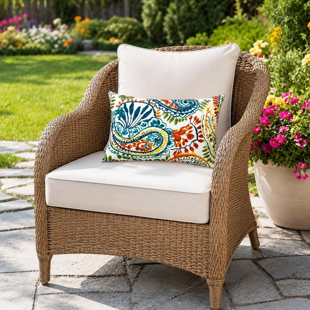 Outdoor Patio Lumbar Pillows Pack of 2, 12"x20" Fade Resistant Outd...