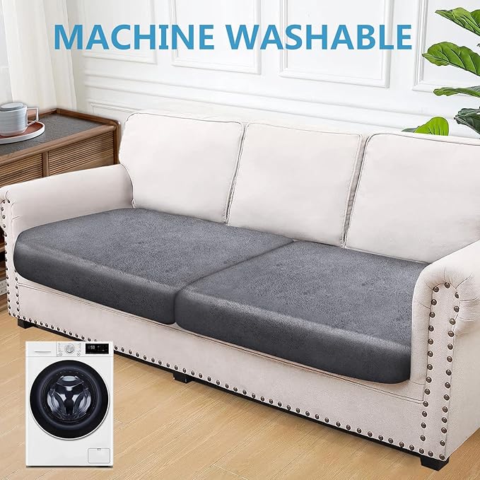 Leather Look Couch Cushion Covers Sofa Seat Slipcovers Sets Couches Furniture - Image 2