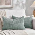 Fancy Homi 2 Packs Grey Blue Long Lumbar Decorative Throw Pillow Covers 12x24 by Fancy+Homi