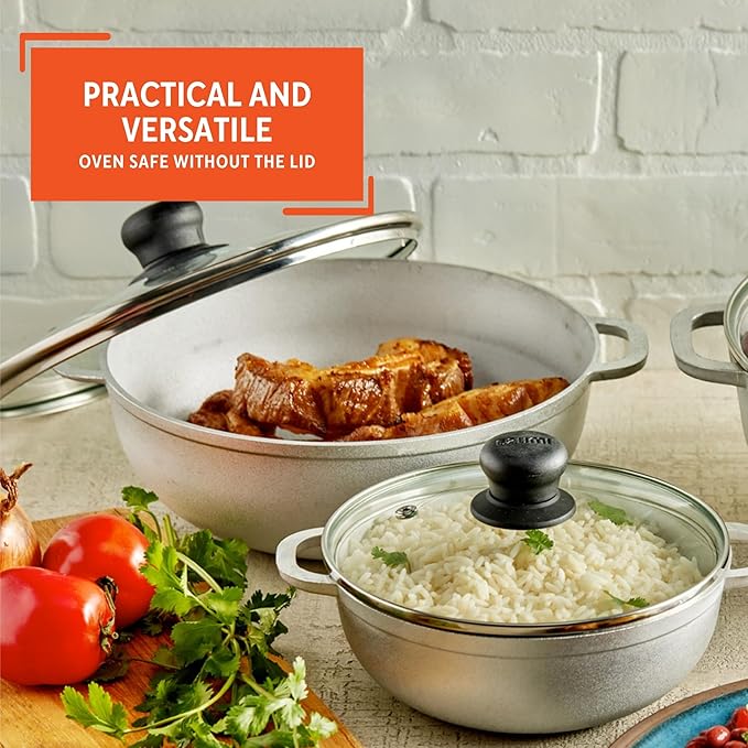 IMUSA Caldero Stock Pot with Glass Lid 3pc Set, 1.5/2.5/5.2qt, Cast Aluminum - Image 4