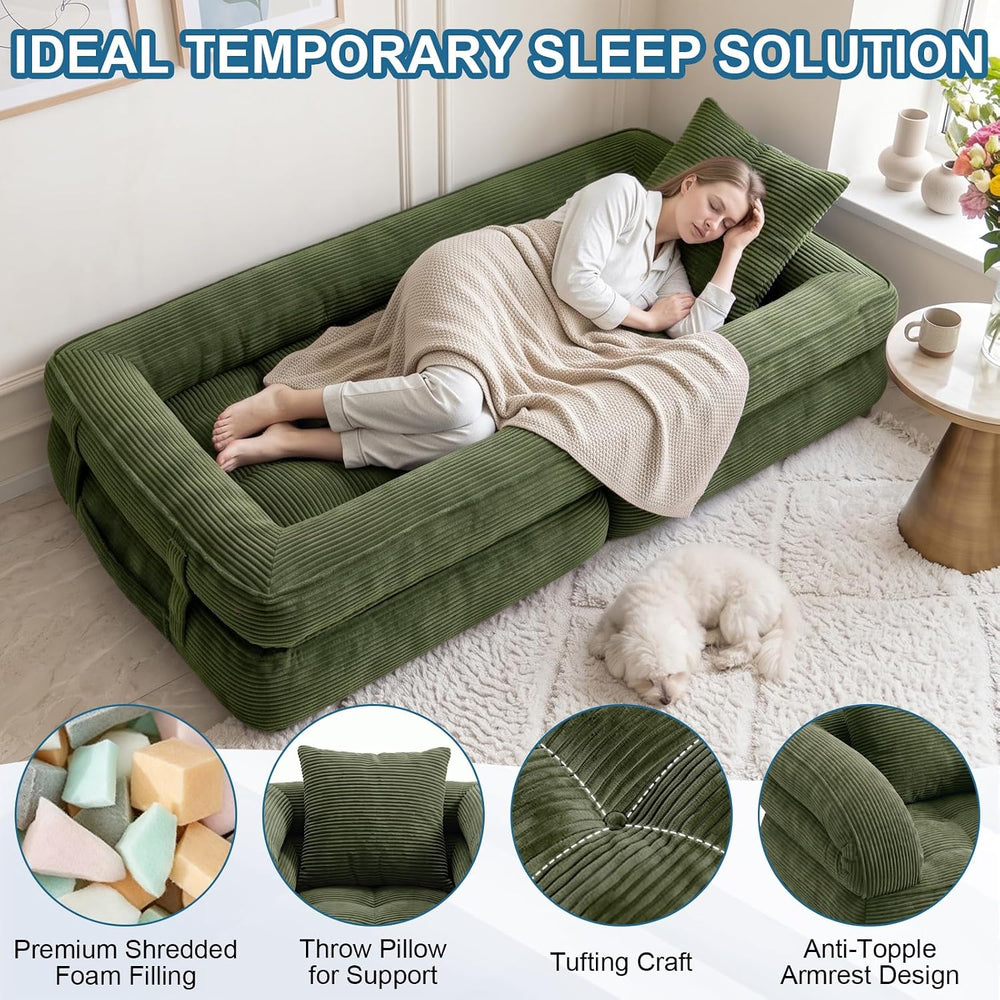 Folding Sofa Bed, 3-in-1 Convertible Sleeper Chair Bed with Pillow