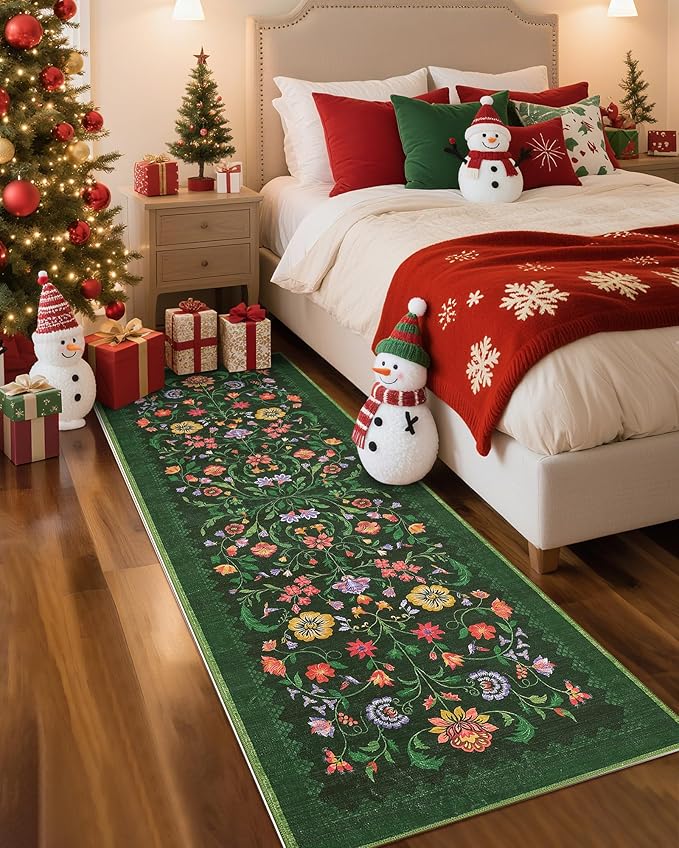 Protea Floral Rug 2x6 Runners for Hallways, Boho Kitchen Runner Rugs Non Slip - Image 2